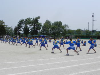 運動会での棒の手演技披露